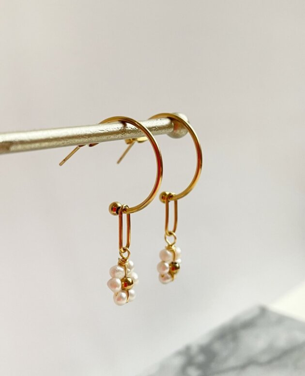 Pearl hoop earrings